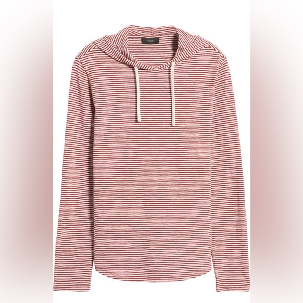 Vince Slub Stripe Cotton Hoodie L